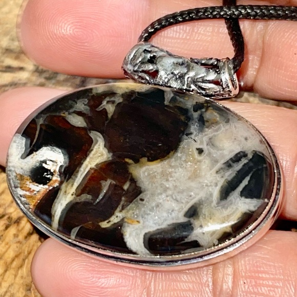 Garnet in Limestone Pendant 2" - Picture 1 of 7